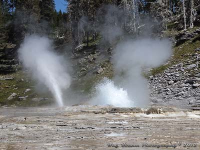Vent and Turban Geysers continuing to erupt after Grand has stopped erupting